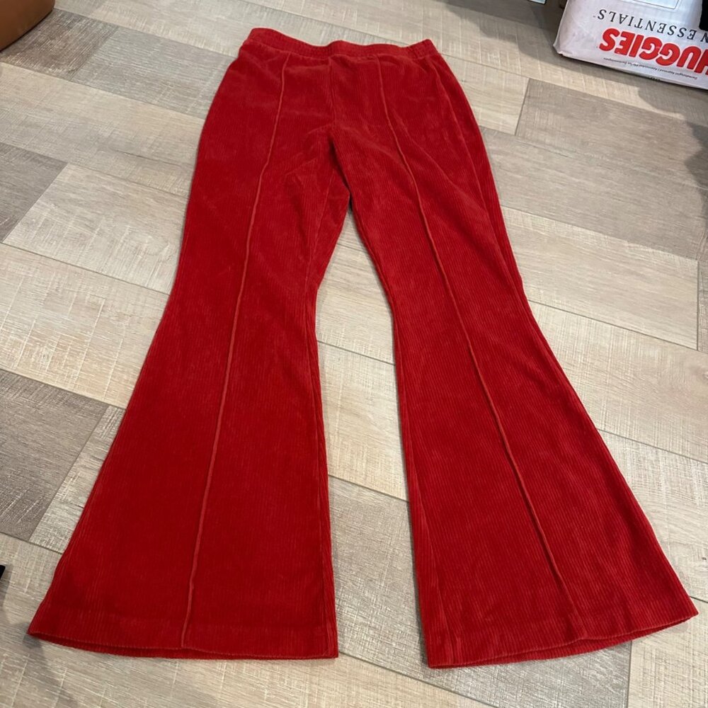 AERIE WOMENS FLARED SMALL BURNT RED PULL ON PANTS